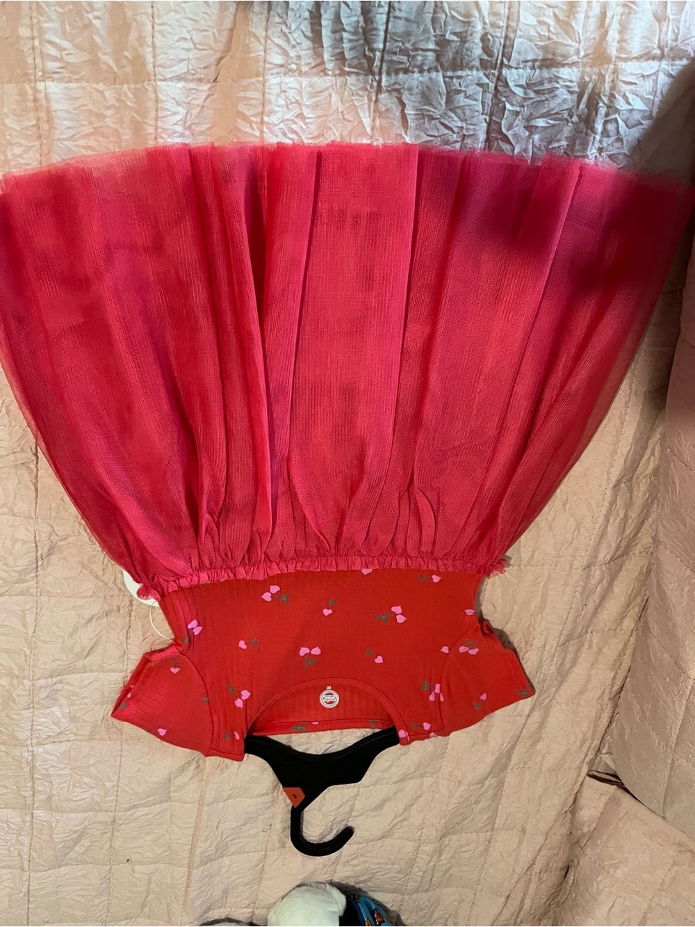 wonder nation Pink and Red Tulle Dress with Cherry Print
